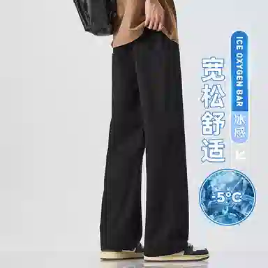 童先森 薄款纯棉潮流百搭宽松阔腿直筒垂感工装运动长裤休闲裤 男款