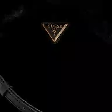 GUESS Classic Triangle Logo Plush Shoulder Bag Medium Black