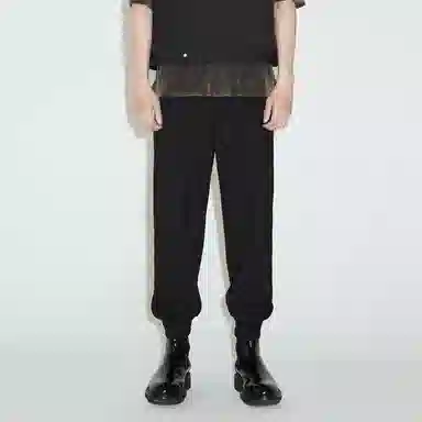 速写 隔离重塑 纯色宽松束脚九分黑色休闲裤 男款