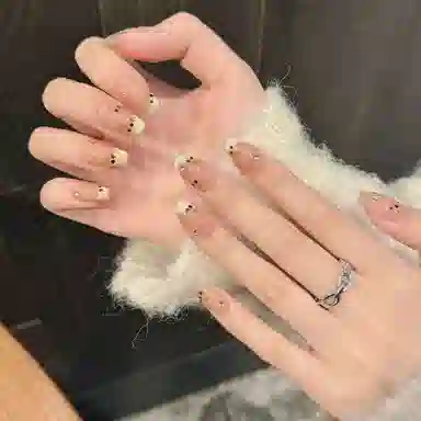 凡泽 樱桃猫眼  穿戴甲 中梯短梯金色渐变 法式