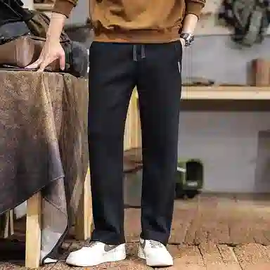 遨宇 美式复古经典潮流中性风秋季宽松大码垂感直筒百搭户外裤弹力运动休闲裤 男款