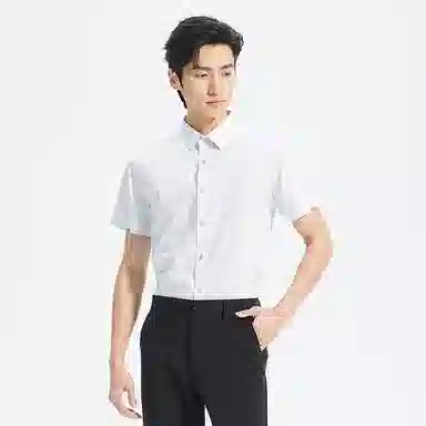 利郎 免烫易打理商务休闲纯色简约百搭莱赛尔夏季短袖衬衫 男款