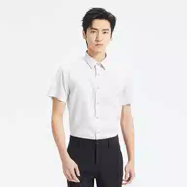 利郎 免烫易打理商务休闲纯色简约百搭莱赛尔夏季短袖衬衫 男款