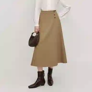 茵曼 中长款中腰宽松休闲长裙 女款