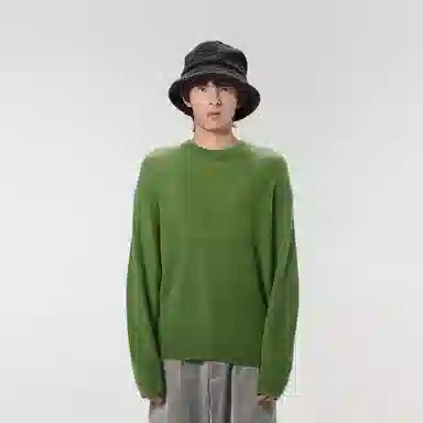速写 纯色圆领休闲长袖套头毛衣 男女同款