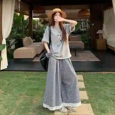 木清清 圆领百搭宽松显瘦休闲套装 女款