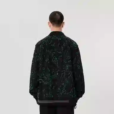 速写 撞色抽象图案刺绣棒球领飞行员夹克外套 男女同款