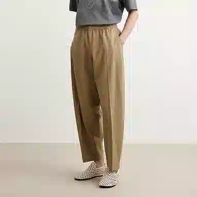 速写 纯色简约宽松通勤舒适百搭直筒休闲裤 男款