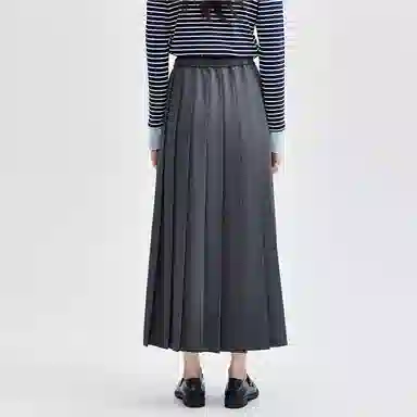 佐丹奴 垂顺高腰梭织舒适纯色气质休闲长裙 女款 岩石灰