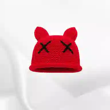 恩僾德 韩版可爱猫耳朵小众百搭高颜值保暖手工针织日系显脸小高颜值甜美包头 聚酯纤维 绒线帽 男女同款情侣款