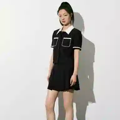 太平鸟 短袖小香风薄款外套气质短款上衣 女款 黑色
