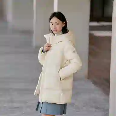 Bosideng 90 Down Hooded Mid-Length Coat