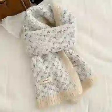 恩僾德 韩系氛围感软糯针织冬季加厚保暖百搭护颈高颜值 聚酯纤维 绒线围巾 男女同款情侣款