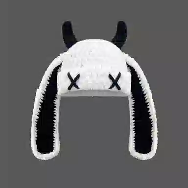 恩僾德 毛帽子可爱甜酷风小恶魔耳朵搞怪牛角头套加厚保暖#好运 针织 绒线帽 男女同款情侣款