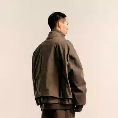 速写 拼接短款立领拉链长袖羽绒服 男款