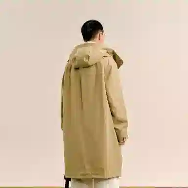 速写 户外连帽领中长款风衣 男款 黄卡其