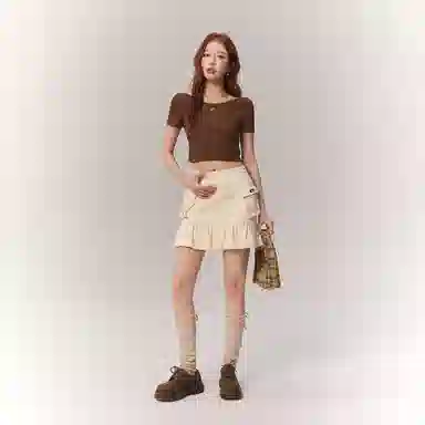 CHUU Elastic Waist Pleated Skirt 2024 Summer