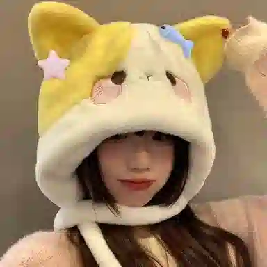 【吃鱼小猫】 恩僾德 猫咪 大头围显脸小 聚酯纤维 绒线帽 男女同款情侣款