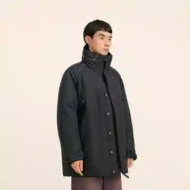速写 中长款长袖拉链简约户外通勤保暖纯色舒适羽绒服 男款 本黑