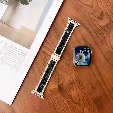 老佳 苹果适用 手表表带 金属 树脂材质 时尚树脂拼接金属表带男女通用