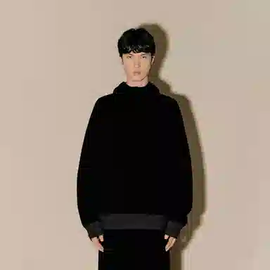 速写 连帽简约纯色通勤优雅时尚毛衣 男款
