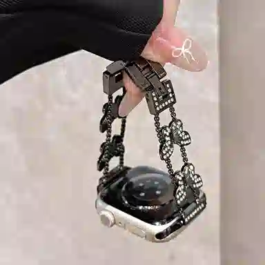 老佳 苹果适用 手表表带 金属材质 蝴蝶闪钻男女通用