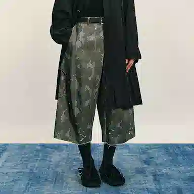 速写 秋季宽松棉质直筒裤休闲短裤 男款