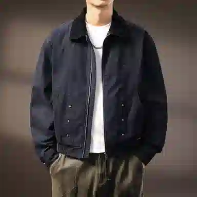 贵色 美式解构设计感拼接撞色休闲立领高端潮流短款百搭宽松长袖夹克外套 男女同款