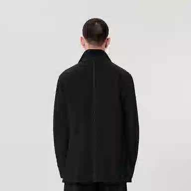 速写 纯色拉链口袋暗扣长袖西装 男女同款 本黑