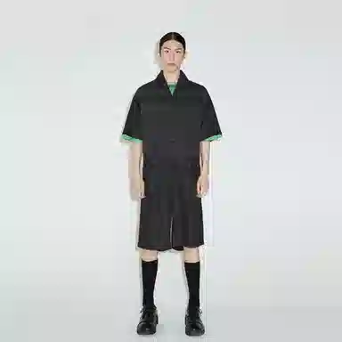 速写 拼接短袖休闲连体衣 男女同款