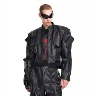 START EXCEED END Dark Alien Deconstructed Leather Jacket