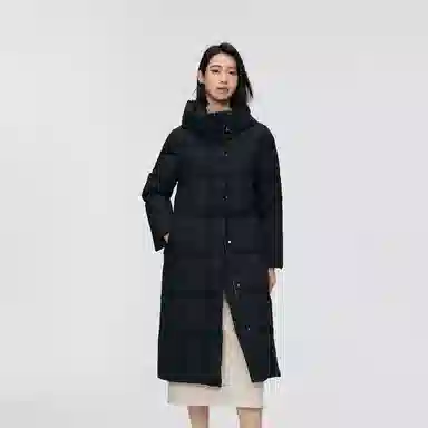 波司登 鹅绒连帽长款厚款纯色羽绒服 女款