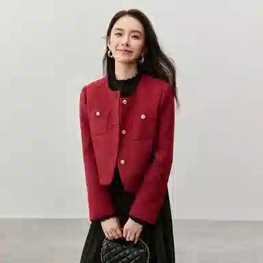 SENTUBILA Elegant Round Neck Short Jacket