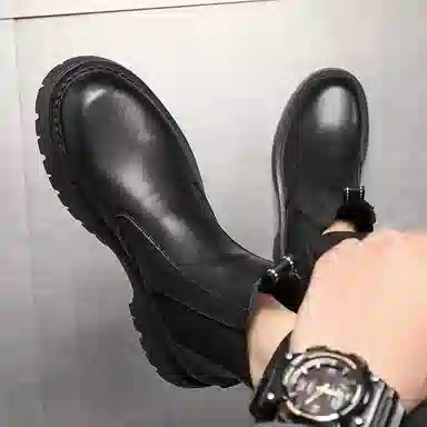 百伦韩 时尚潮流简约百搭小众设计感 短筒 切尔西靴 男款