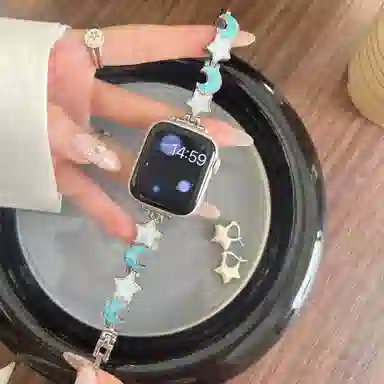 老佳 苹果适用 手表表带 金属材质 星月手链式表带男女通用