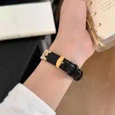 老佳 苹果适用 手表表带 牛皮材质 镶钻金属拼皮表带男女通用