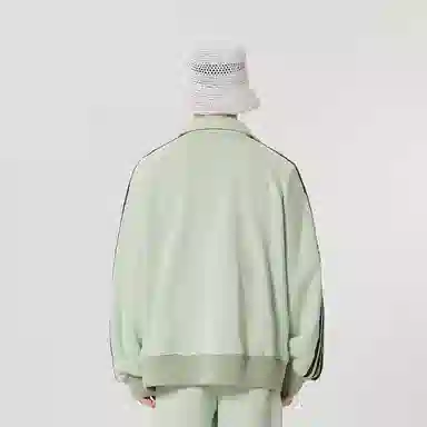 速写 侧边条纹翻领短款开襟卫衣 男女同款