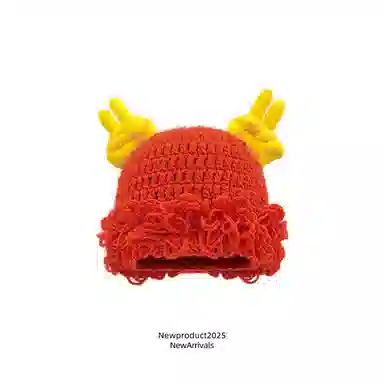 恩僾德 可爱搞怪比耶针织套头帽女秋冬秋冬季高颜值小众百搭出游保暖护耳显脸小时尚针织 聚酯纤维 绒线帽 男女同款情侣款