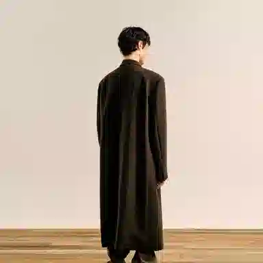 速写 戗驳领合体休闲舒适简约长款大衣 男款
