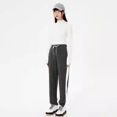 美特斯邦威 高腰宽松系带针织运动裤 女款