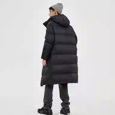 美特斯邦威 国潮纯色休闲长款连帽羽绒服 男款