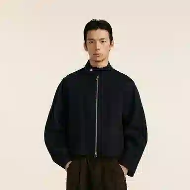 速写 短款简约纯色长袖夹克外套 男款