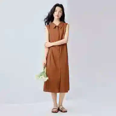 佐丹奴 两面穿绑带梭织背心无袖连衣裙 女款