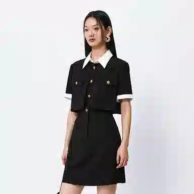 Peacebird Two-in-One Tweed Dress Black