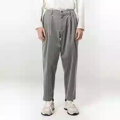 速写 纯色褶皱宽松锥形九分休闲裤 男女同款