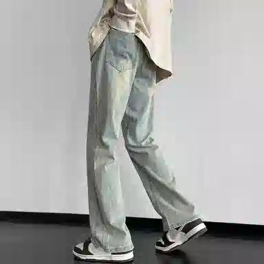 童先森 宽松直筒高端中腰长裤牛仔裤 男款