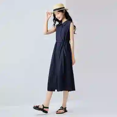 佐丹奴 两面穿绑带梭织背心无袖连衣裙 女款