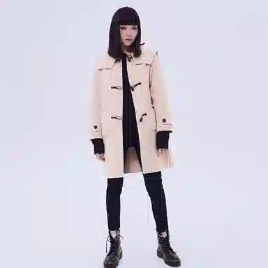 美特斯邦威 国潮宽松纯色翻领长袖大衣 女款