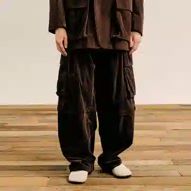 速写 灯芯绒多口袋工装宽松休闲裤 男款