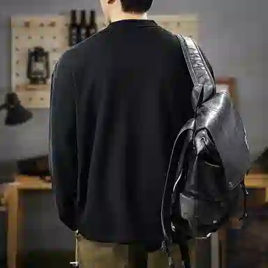 遨宇 秋季美式经典复古潮牌极简风轻奢高级感亨利领潮流男宽松套头休闲户外长袖通勤百搭外套卫衣 男款